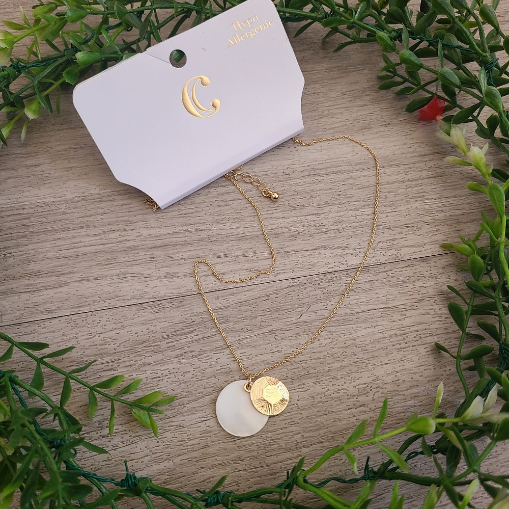 NWT Stacked Disc Gold Necklace
